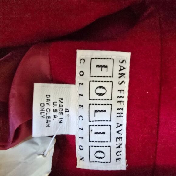 Saks Fith Avenue Folio Collection Blazer Burgundy size 4 wool and Silk Blend - Picture 8 of 12
